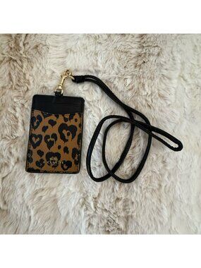 Unique Cheetah Black Leatherette Pattern Coach Signature ID Lanyard